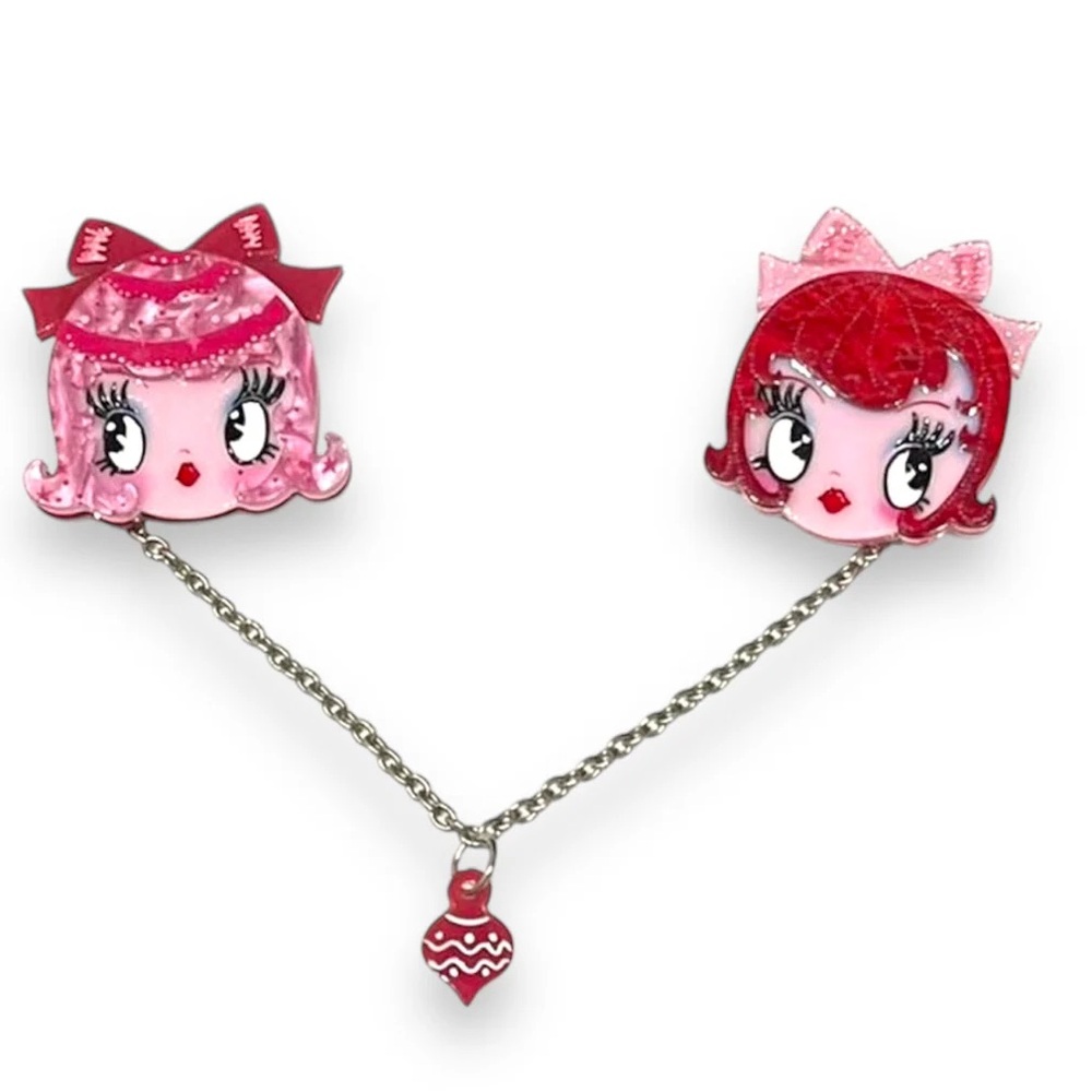 Dolly Sisters Double Brooch by Miss Fluff x Lipstick & Chrome